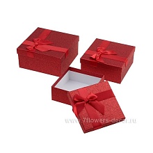 Коробка "Новогодняя" квадрат, глиттер, красный 15,5*15,5*6,5 см купить в Фитиль