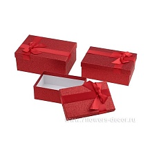 Коробка "Новогодняя" глиттер, красный 19*12*6,5 см купить в Фитиль