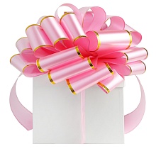 Бант-шар "Гигант" Розовый с золотой полоской 35 см купить в Фитиль