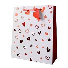 Пакет подарочный "Красные сердца" 25*30*11 см купить в Фитиль